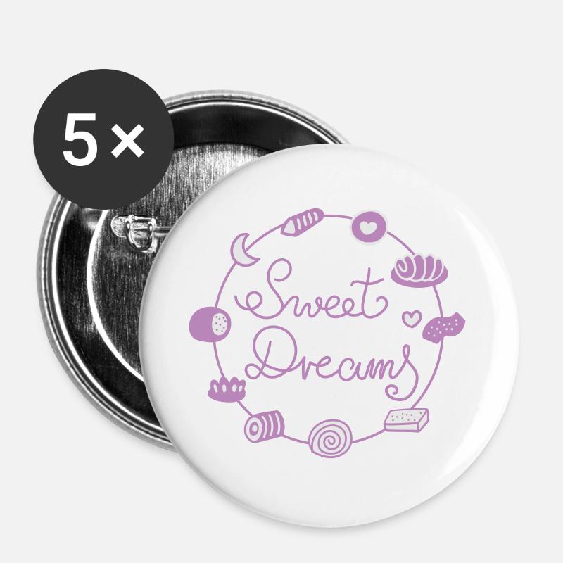 Sweet Dreams  - Buttons groß 56 mm (5er Pack) - Weiß