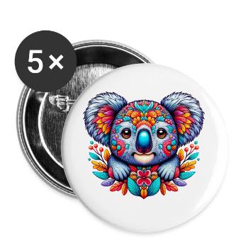 Koala - Buttons groß 56 mm (5er Pack) - Weiß - Vorne