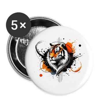 Colorful Watercolor Tiger - Buttons large 2.2''/56 mm (5-pack) - white - Front