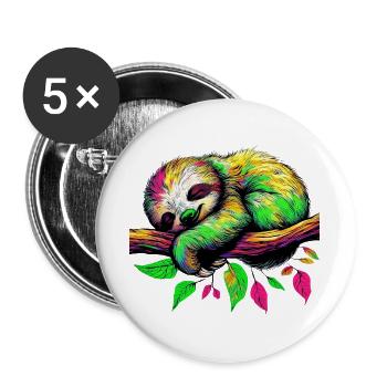 Paresse - Lot de 5 grands badges (56 mm) - blanc - Devant