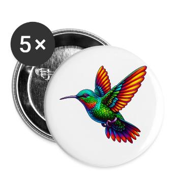 Colibri - Lot de 5 grands badges (56 mm) - blanc - Devant