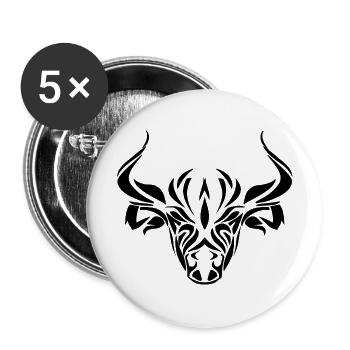 Stier - Buttons groß 56 mm (5er Pack) - Weiß - Vorne