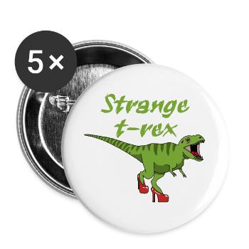 Seltsamer Tyrannosaurus Rex - Buttons groß 56 mm (5er Pack) - Weiß - Vorne
