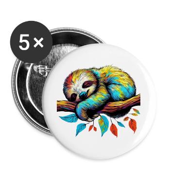 Sloth - Buttons large 2.2''/56 mm (5-pack) - white - Front