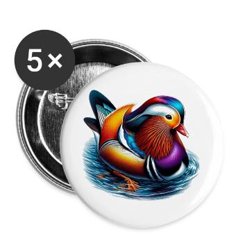 Mandarin duck - Buttons large 2.2''/56 mm (5-pack) - white - Front