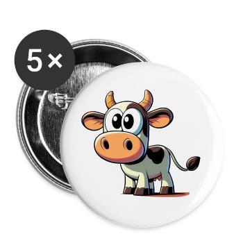 Vache - Lot de 5 grands badges (56 mm) - blanc - Devant