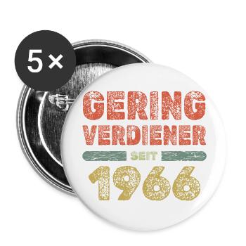Jahrgang 1966 - Buttons groß 56 mm (5er Pack) - Weiß - Vorne