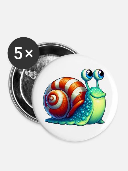 Schnecke - Buttons groß 56 mm (5er Pack) - Weiß