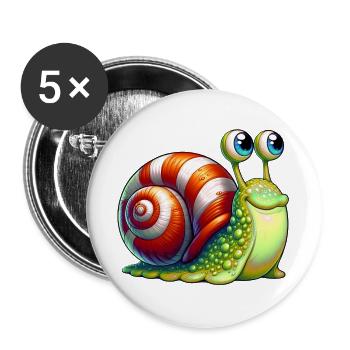 Schnecke - Buttons groß 56 mm (5er Pack) - Weiß - Vorne