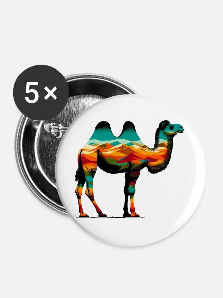 Kamel - Buttons groß 56 mm (5er Pack) - Weiß