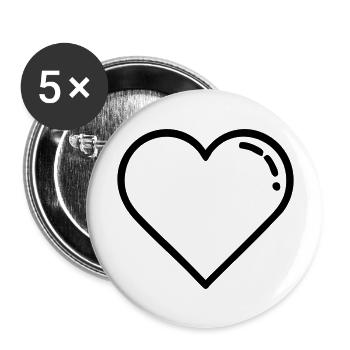 Cœur Amour Amour - Lot de 5 grands badges (56 mm) - blanc - Devant