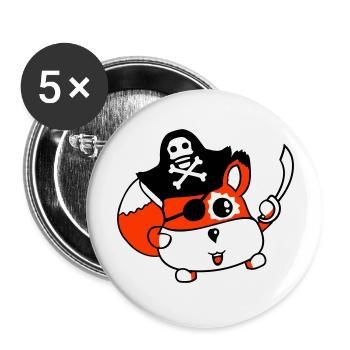 Little Cute Captain Fox Pirate Animal Eye Patch - Buttons large 2.2''/56 mm (5-pack) - white - Front