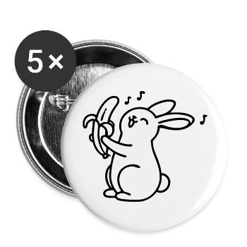 singender Hase mit Banane - Buttons groß 56 mm (5er Pack) - Weiß - Vorne