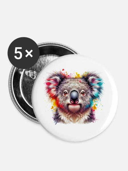 Koala - Buttons groß 56 mm (5er Pack) - Weiß