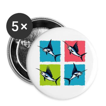 Schwertfisch - Buttons groß 56 mm (5er Pack) - Weiß - Vorne