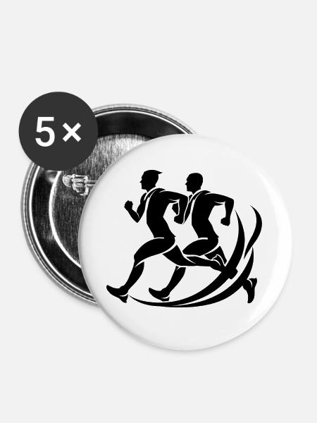 Jogger Zeichnung - Buttons groß 56 mm (5er Pack) - Weiß