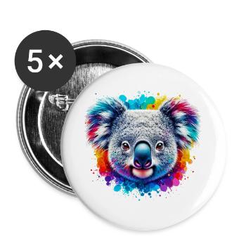 Koala - Buttons groß 56 mm (5er Pack) - Weiß - Vorne