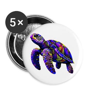 Tortue - Lot de 5 grands badges (56 mm) - blanc - Devant