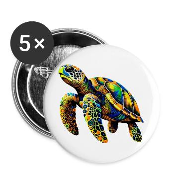 Schildkröte - Buttons groß 56 mm (5er Pack) - Weiß - Vorne