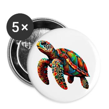 Turtle - Buttons large 2.2''/56 mm (5-pack) - white - Front