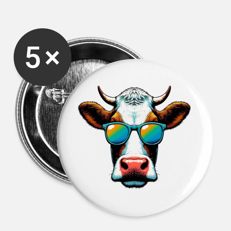 Kuh - Buttons groß 56 mm (5er Pack) - Weiß
