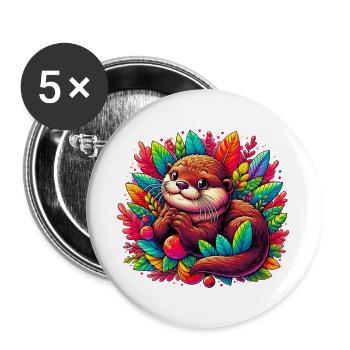 Loutre - Lot de 5 grands badges (56 mm) - blanc - Devant