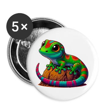 Gecko - Buttons groß 56 mm (5er Pack) - Weiß - Vorne
