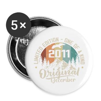 Anniversaire Décembre 2011 - Cadeau decembre 2011 - Lot de 5 grands badges (56 mm) - blanc - Devant