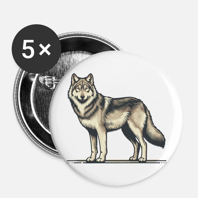 Wolf - Buttons large 2.2''/56 mm (5-pack) - white