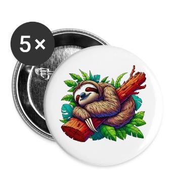 Sloth - Buttons large 2.2''/56 mm (5-pack) - white - Front