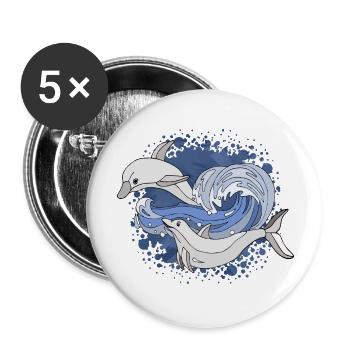 Dauphins - Lot de 5 grands badges (56 mm) - blanc - Devant