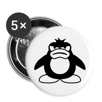 Pingouin En colère Malheureux Mauvaise humeur - Lot de 5 grands badges (56 mm) - blanc - Devant