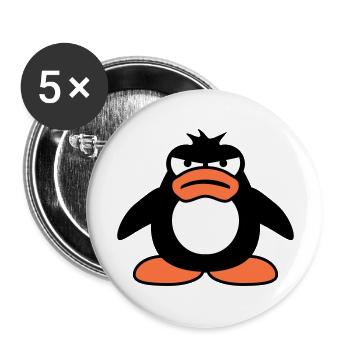 Pingouin En colère Malheureux Mauvaise humeur - Lot de 5 grands badges (56 mm) - blanc - Devant