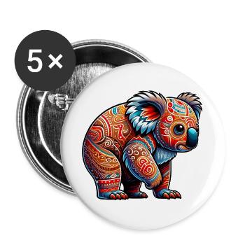 Koala - Buttons groß 56 mm (5er Pack) - Weiß - Vorne