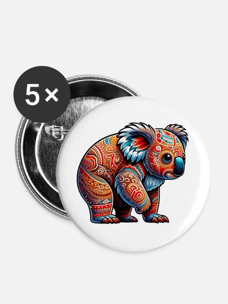 Koala - Buttons groß 56 mm (5er Pack) - Weiß