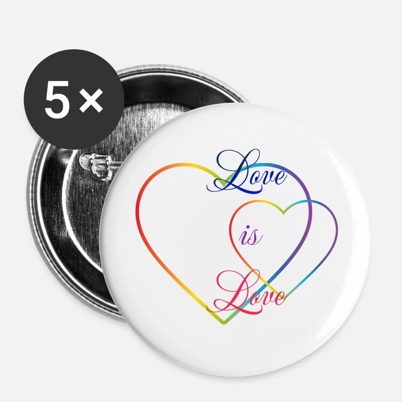 Love is Love - Buttons large 2.2''/56 mm (5-pack) - white