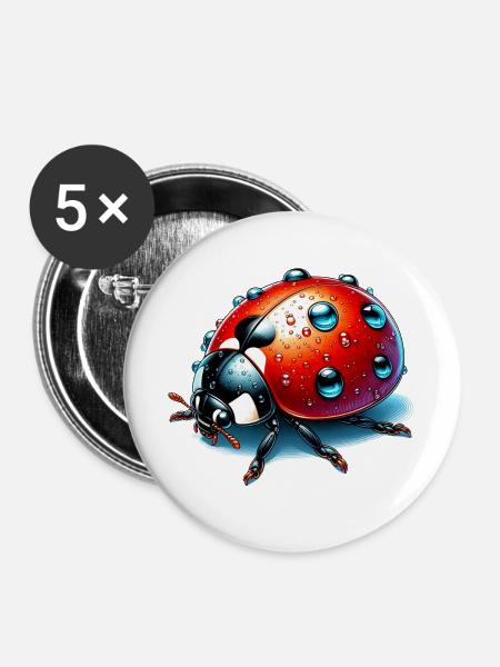 Marienkäfer - Buttons groß 56 mm (5er Pack) - Weiß