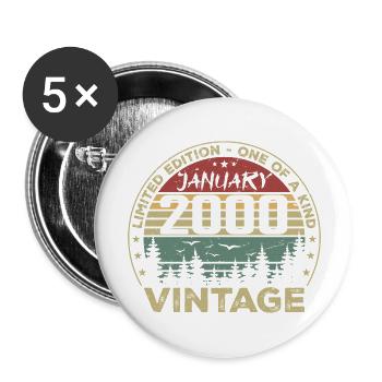 Vintage Janvier 2000 Anniversaire Janvier 2000 - Lot de 5 grands badges (56 mm) - blanc - Devant