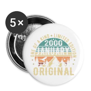 Birthday Gift January 2000 - January 2000 - Buttons large 2.2''/56 mm (5-pack) - white - Front