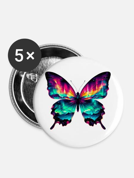 Schmetterling - Buttons groß 56 mm (5er Pack) - Weiß