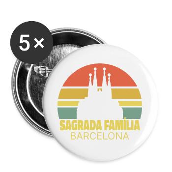 Sagrada Família Barcelona Silhouette bei Sonnenuntergang - Buttons groß 56 mm (5er Pack) - Weiß - Vorne