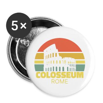 Colosseum Rome Retro Silhouette - Buttons large 2.2''/56 mm (5-pack) - white - Front