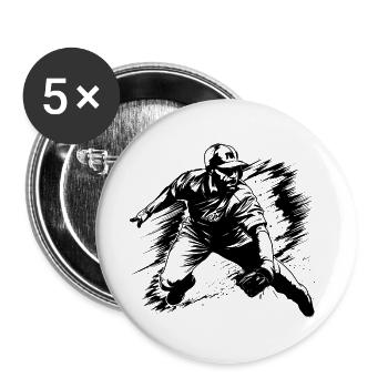 Baseball Skizze - Buttons groß 56 mm (5er Pack) - Weiß - Vorne