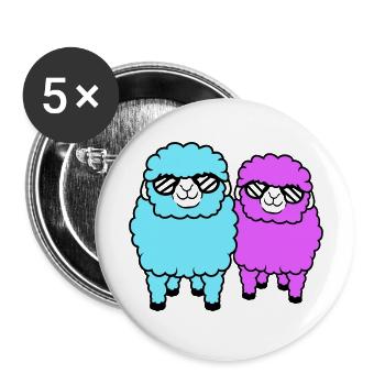2 Sheep Sunglasses Party Sheep Team Friends - Buttons large 2.2''/56 mm (5-pack) - white - Front