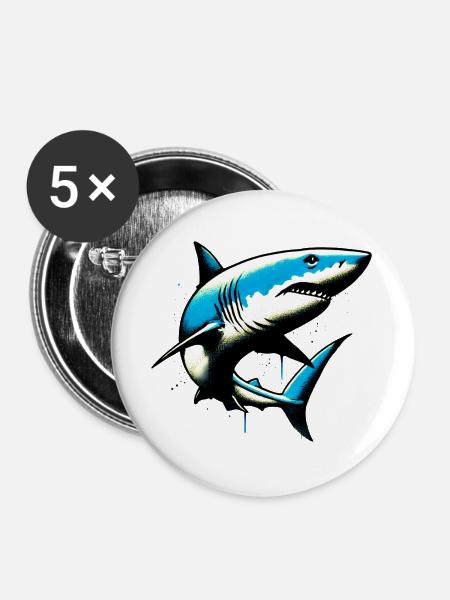 Hai - Buttons groß 56 mm (5er Pack) - Weiß