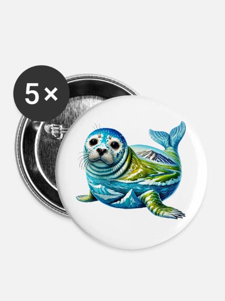 Siegel - Buttons groß 56 mm (5er Pack) - Weiß