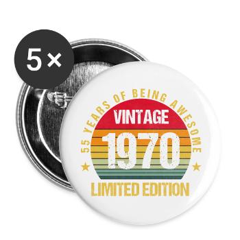 55 Jahre alt, großartig zu sein 1970 55. Geburtstag - Buttons groß 56 mm (5er Pack) - Weiß - Vorne