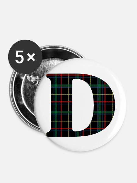 Schottisches Tartan-Monogramm - Buttons groß 56 mm (5er Pack) - Weiß