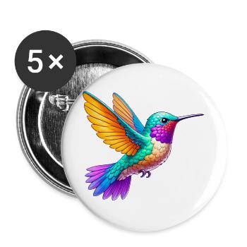 Hummingbird - Buttons large 2.2''/56 mm (5-pack) - white - Front