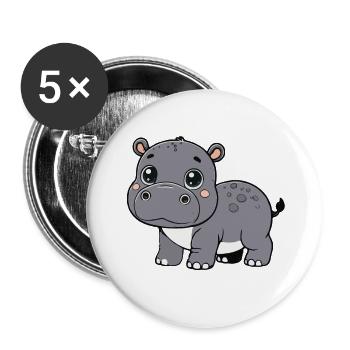 Hippopotamus child - Buttons large 2.2''/56 mm (5-pack) - white - Front